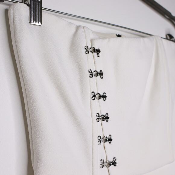 MISHA Strapless Peplum Blouse Top Hook and Eye Detail Lined in White Women's 2 - Picture 2 of 13